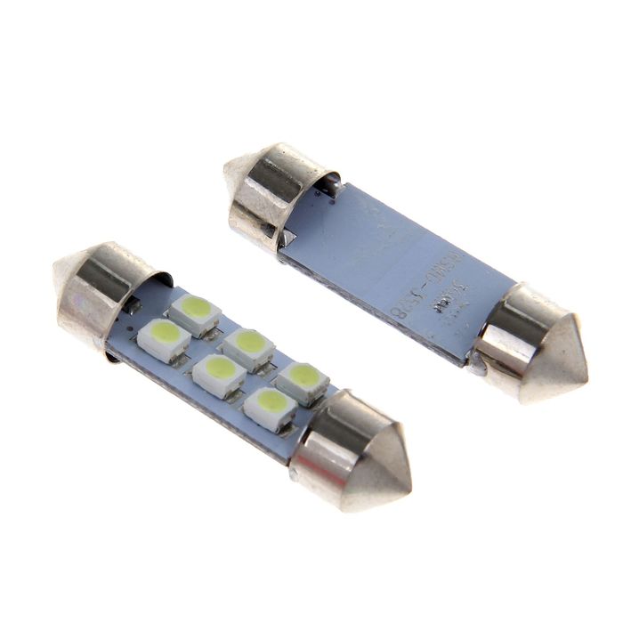 Комплект светодиодных ламп TORSO C5W, 36 мм, 12 В, 6 SMD-1210, 2 шт., свет белый