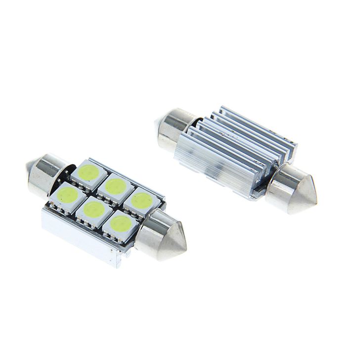 Комплект светодиодных ламп TORSO C5W, 36 мм, 12 В, 6 SMD-5050 с обманкой, 2 шт.