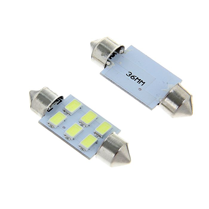 Комплект светодиодных ламп TORSO C5W, 36 мм, 12 В, 6 SMD-5630, 2 шт., свет белый