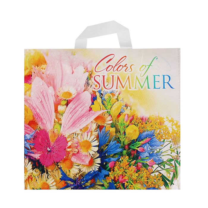 Пакет "Разноцветный букет", полиэтиленовый с петлевой ручкой, 40 х 36 см, 70 мкм