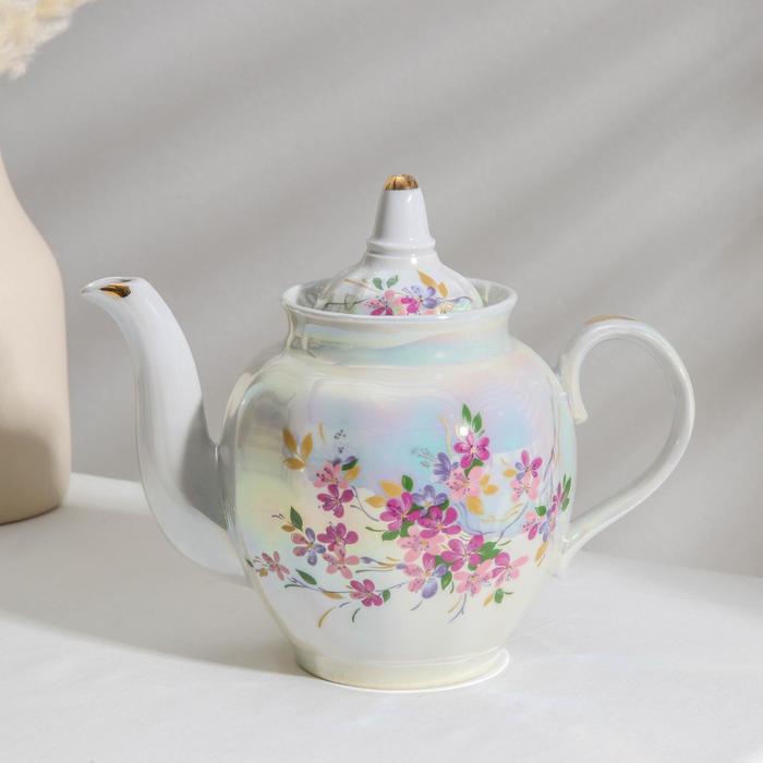 Сервиз чайный "Гранатовый. Багульник", 20 предметов: чайник 900 мл, сахарница 600 мл, 6 тарелок 17,5 см, 6 чашек 275 мл, 6 блюдец 15 см