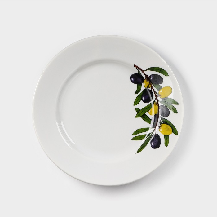 Тарелка фарфоровая «Оливки», d=20 см, белая тарелка фарфоровая зоомикс d 20 см белая
