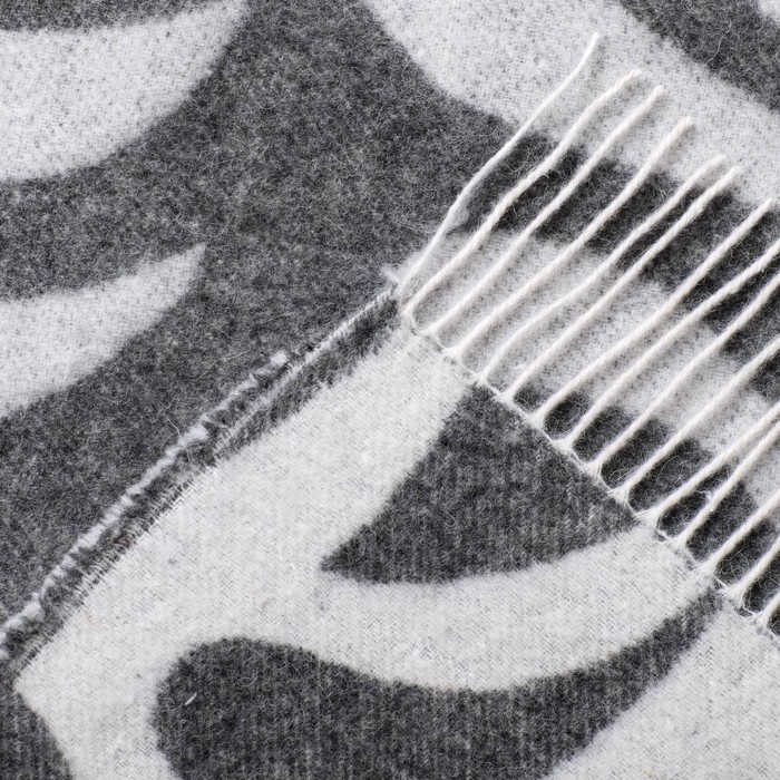 Плед шерстяной "Сamellia", 140х200 см, бел/сер, шерсть 70%, п/э 30%