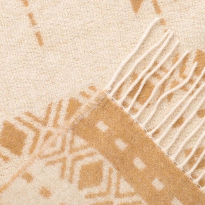 Плед шерстяной "Снежинка", 140х200 см, бел/беж, шерсть 70%, п/э 30%