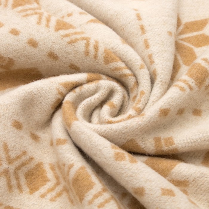 Плед шерстяной "Снежинка", 140х200 см, бел/беж, шерсть 70%, п/э 30%