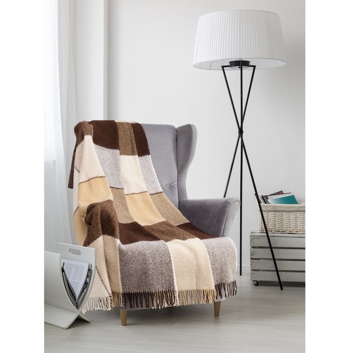 Плед шерстяной "Эльф", размер 200х220 см, цвет белый/бежевый/терракот