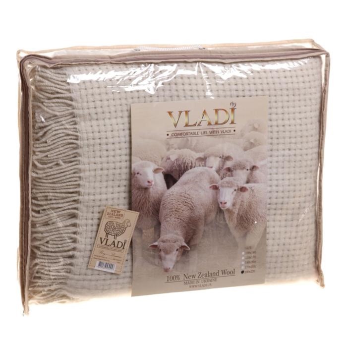 Плед шерстяной "Милано ЛЮКС Рогожка", 140х200 см, белый, шерсть 70%, п/э 30%