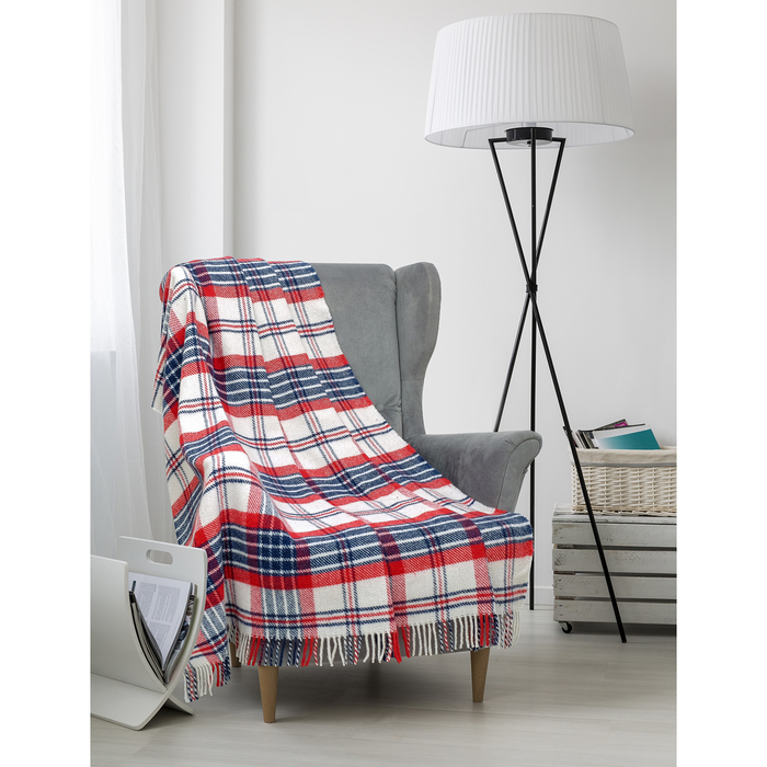 Плед шерстяной "Метро", размер 140х200 см, цвет жёлтый/красный/зелёный