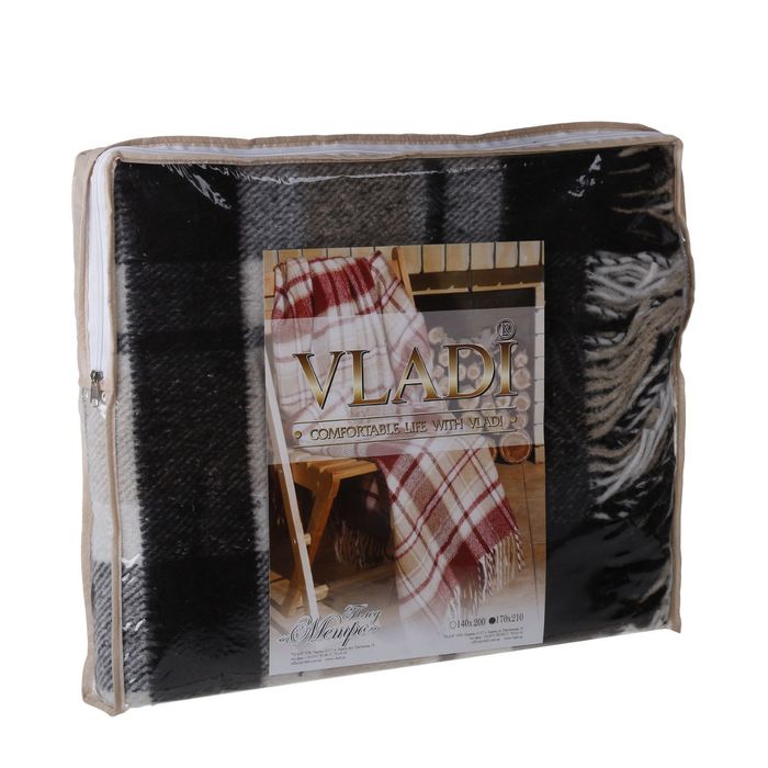 Плед шерстяной "Метро", размер 170х210 см, цвет белый/бежевый/коричневый