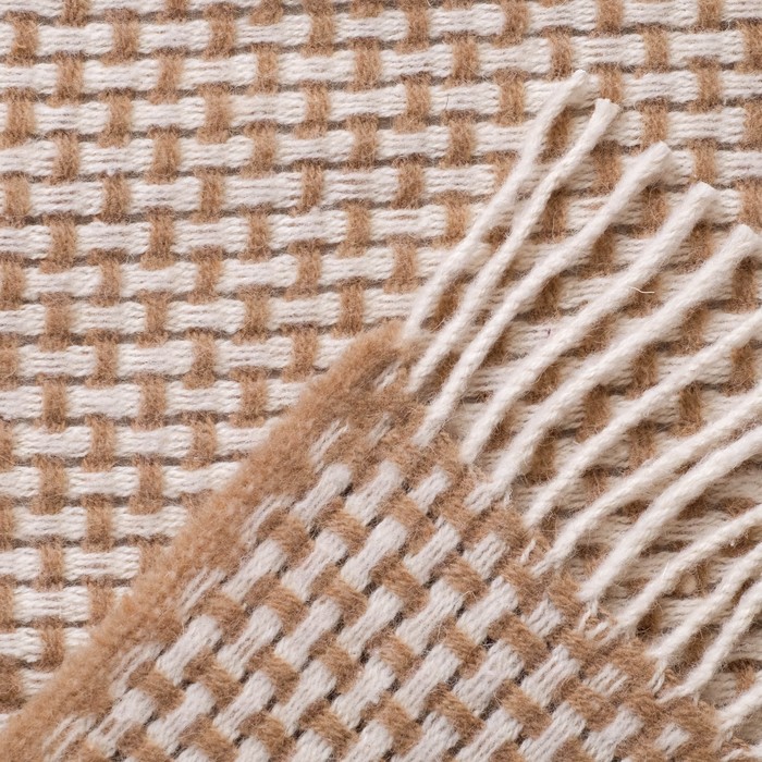 Плед шерстяной "Милано ЛЮКС Рогожка", 170х210 см, бел/беж, шерсть 70%, п/э 30%