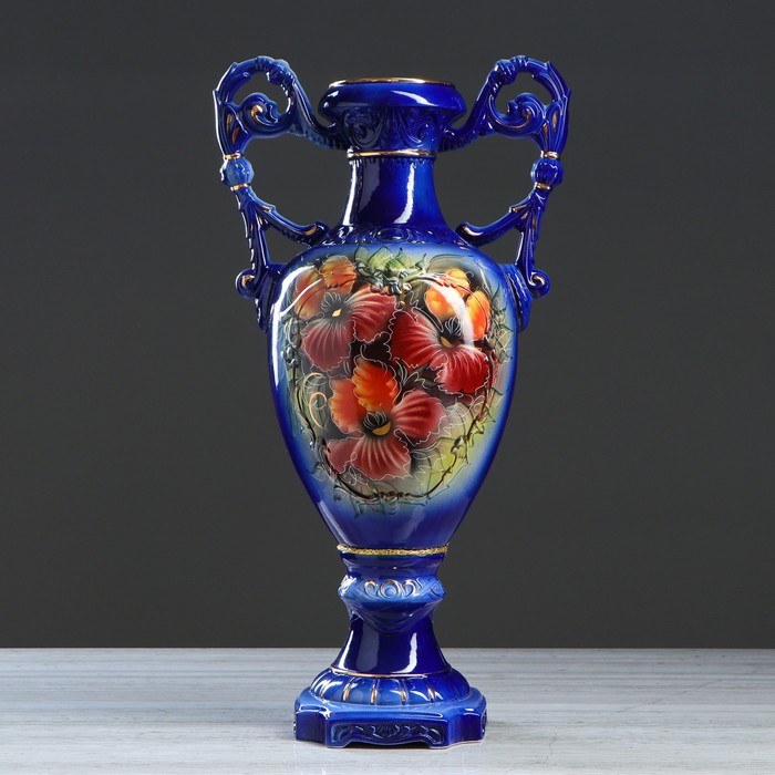 Ваза напольная "Флорена" ирис, кобальт