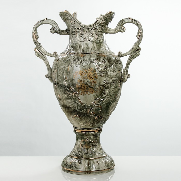 Ваза напольная "Астория" большая малахит зеленый