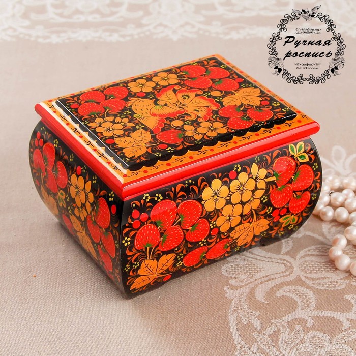 Шкатулка «Птица», хохлома, ручная роспись, 16х13 см