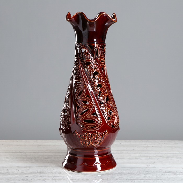 Ваза напольная "Элеонора" коричневая резка