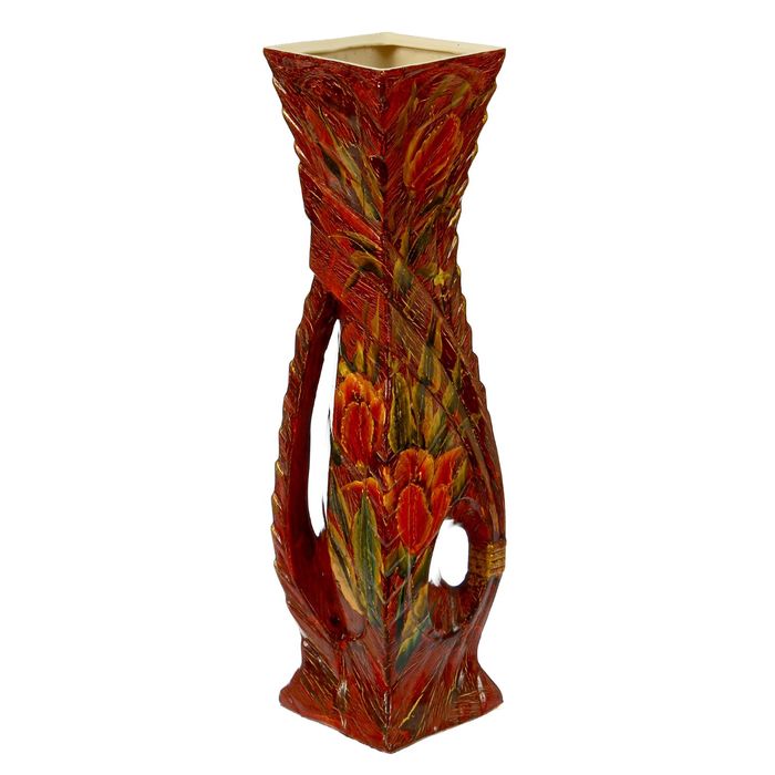 Ваза напольная "Шармэль" кракелюр, красная, микс
