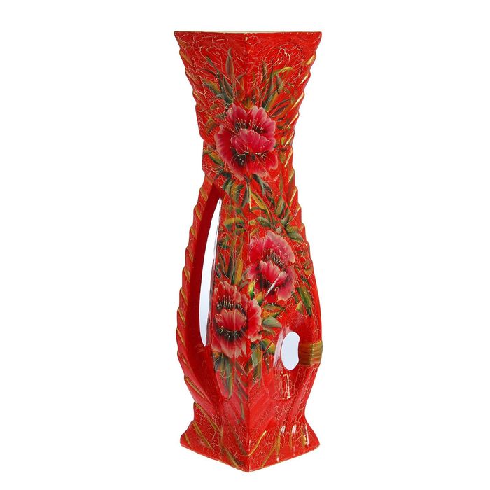 Ваза напольная "Шармэль" кракелюр, красная, микс