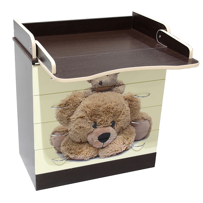 Комод детский пеленальный «Мишки», 4 выдвижных ящика, цвет венге