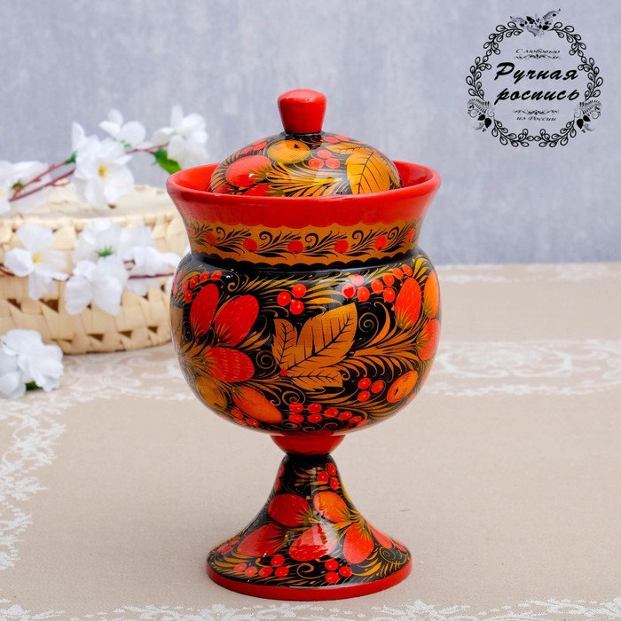 Поставок на ножке, d=13, H=23, хохлома