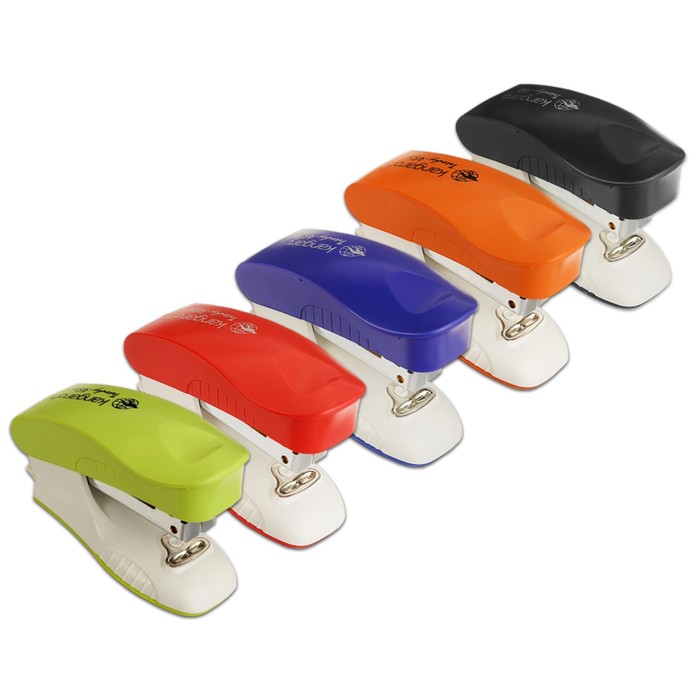 Степлер №24/6 и 26/6 15 листов Kangaro mini Trendy 45М встроенный антистеплер, 50 скоб, микс