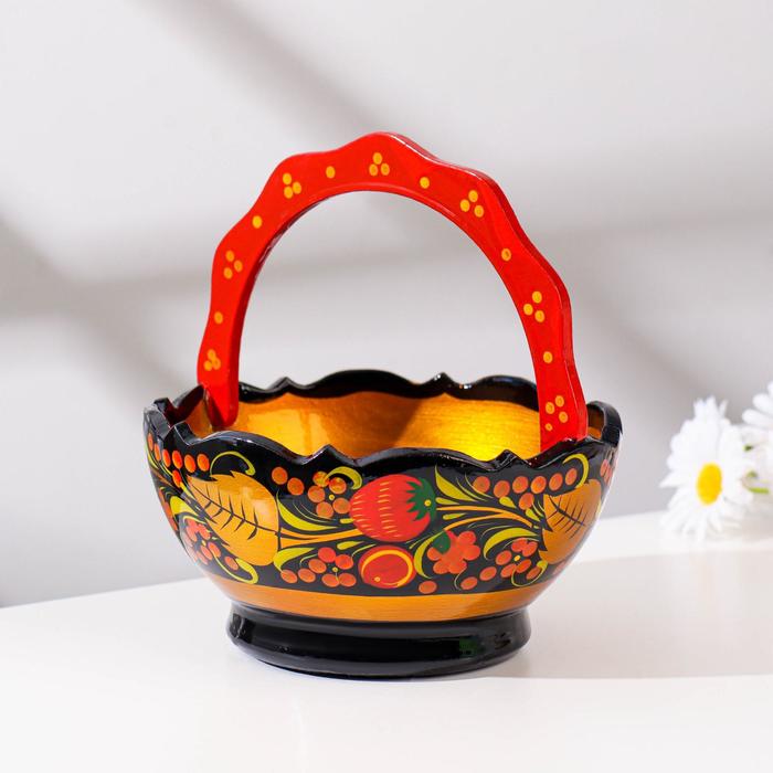 Конфетница «Корзинка», 14×14 см, хохлома микс