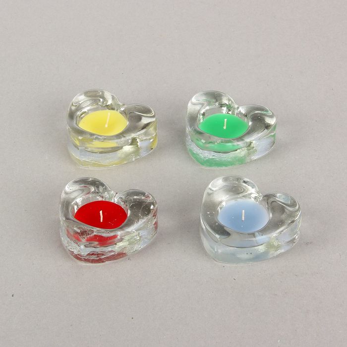 Свеча-подсвечник "Сердечко" 1 шт, микс