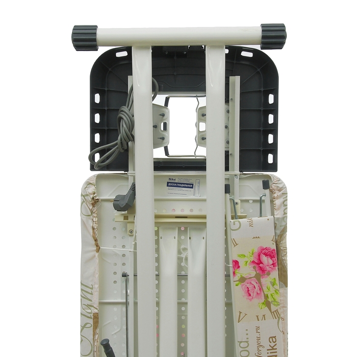 Доска гладильная 123х45 см "Валенсия. Часы", с удлинителем и полкой