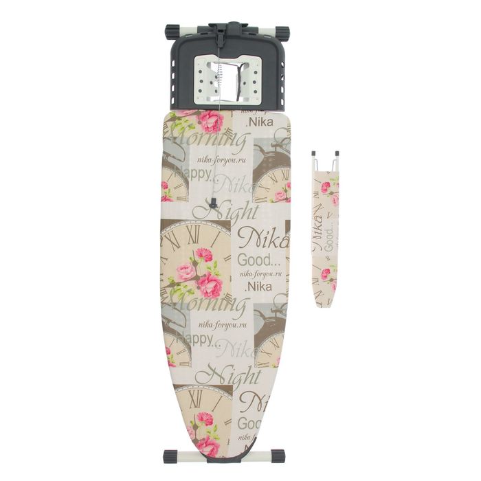 Доска гладильная 123х45 см "Валенсия. Часы", с удлинителем и полкой