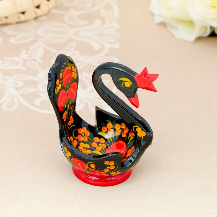 Конфетница «Лебедок», хохлома