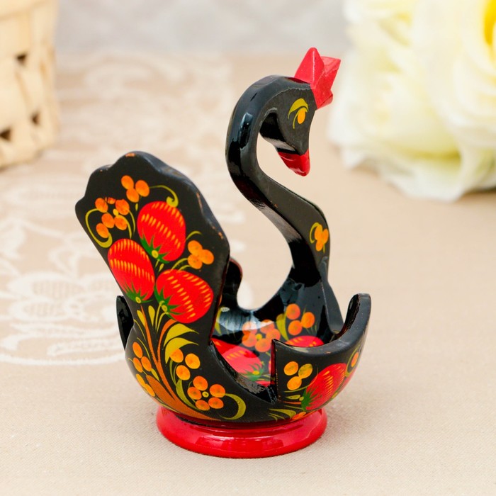 Конфетница «Лебедок», хохлома