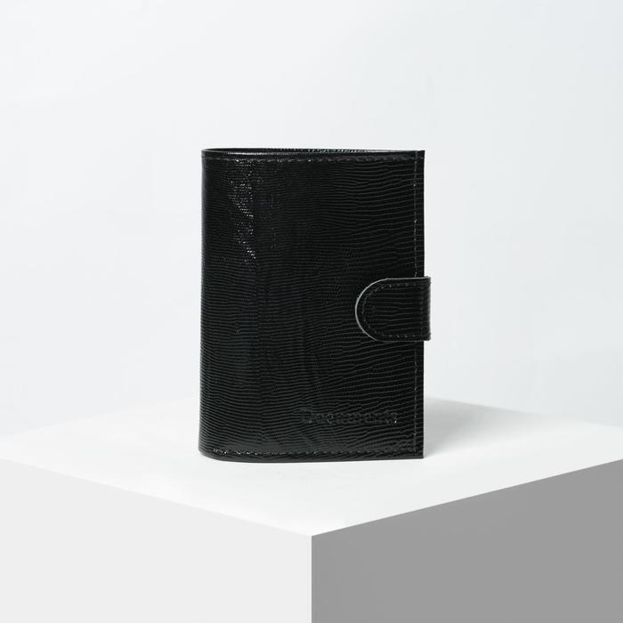 Пормоне мужское 2 в 1, отдел для купюр, отдел для монет, отдел для автодокументов, игуана, цвет чёрный