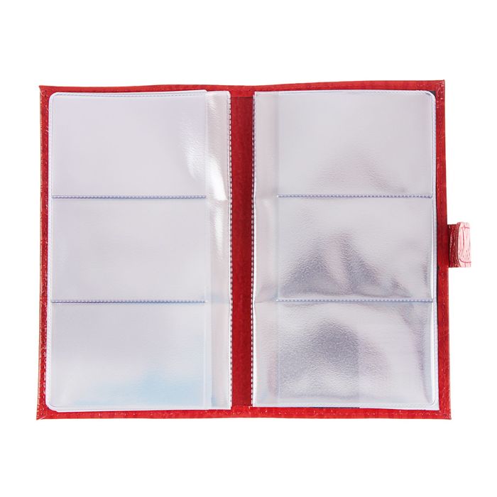 Визитница, 3 ряда, 12 листов на 72 карты, красный кайман