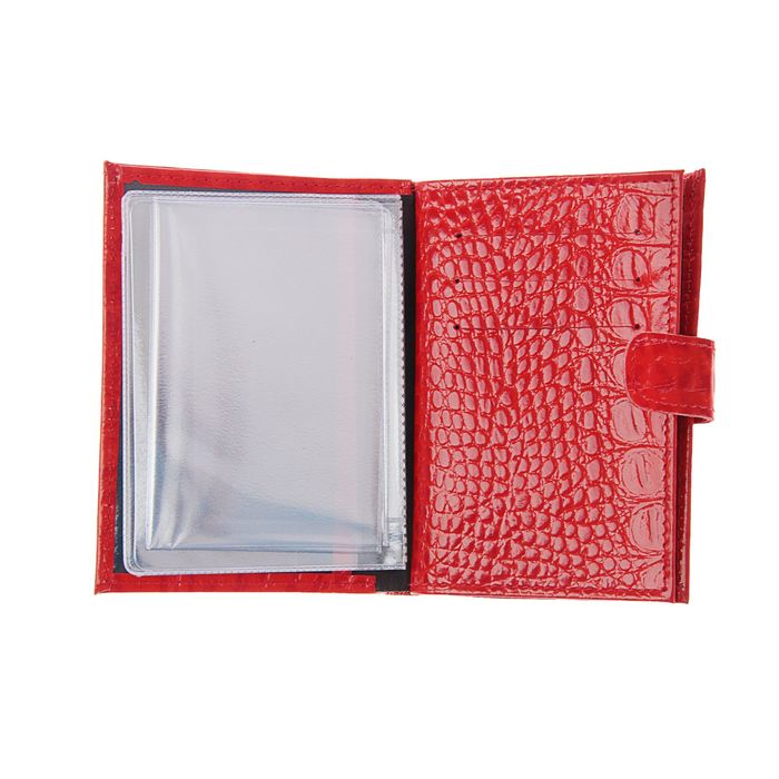 Обложка для автодокументов, отдел для паспорта, цвет красный