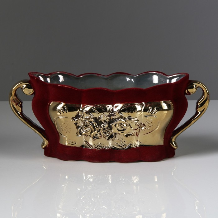 Конфетница "Ладья" флок, красная