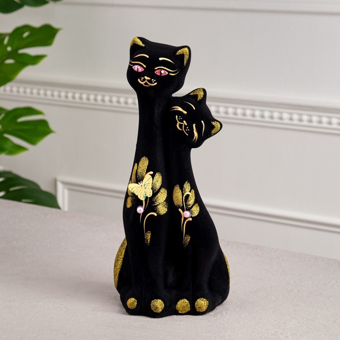 Копилка "Кошка и кот" флок, микс