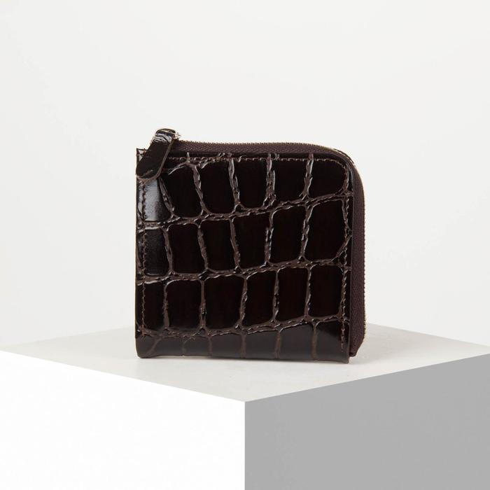 Кошелёк женский на молнии, 2 отдела, отдел для монет, коричневый скат