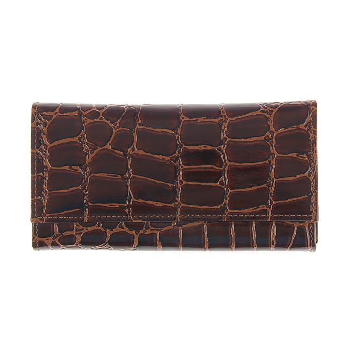 Кошелёк женский на кнопке, 3 отдела для купюр, для монет, для кредитных карт, цвет коричневый