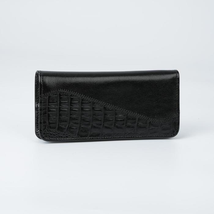 Кошелёк женский, 2 отдела, отдел для карт, чёрный
