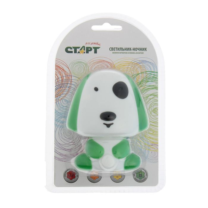 Ночник "Собака", зелёный, 1 LED