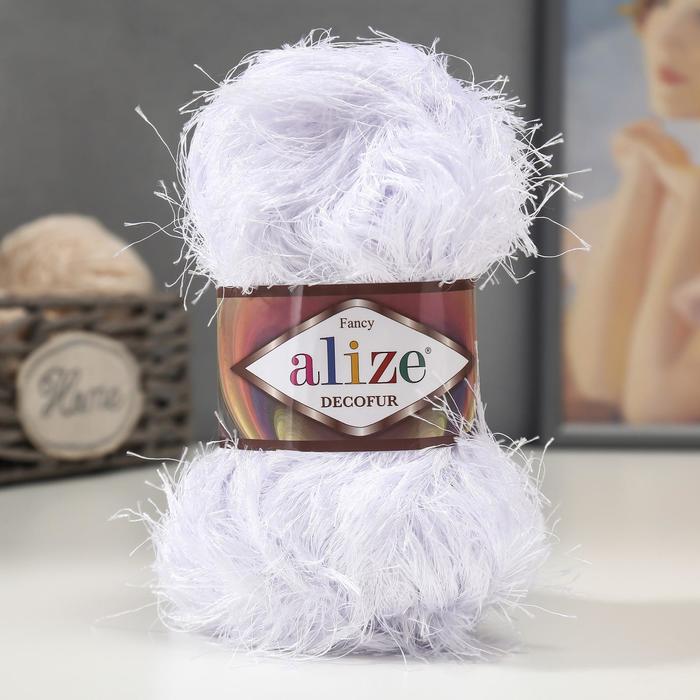 Пряжа "Decofur" 100% полиэстер 110м/100гр (55 белый)