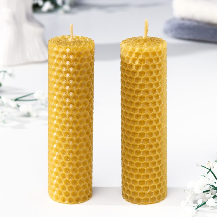Набор свечей из вощины медовых, 12 см, 2 шт набор свечей из вощины медовых 12 см 2 шт