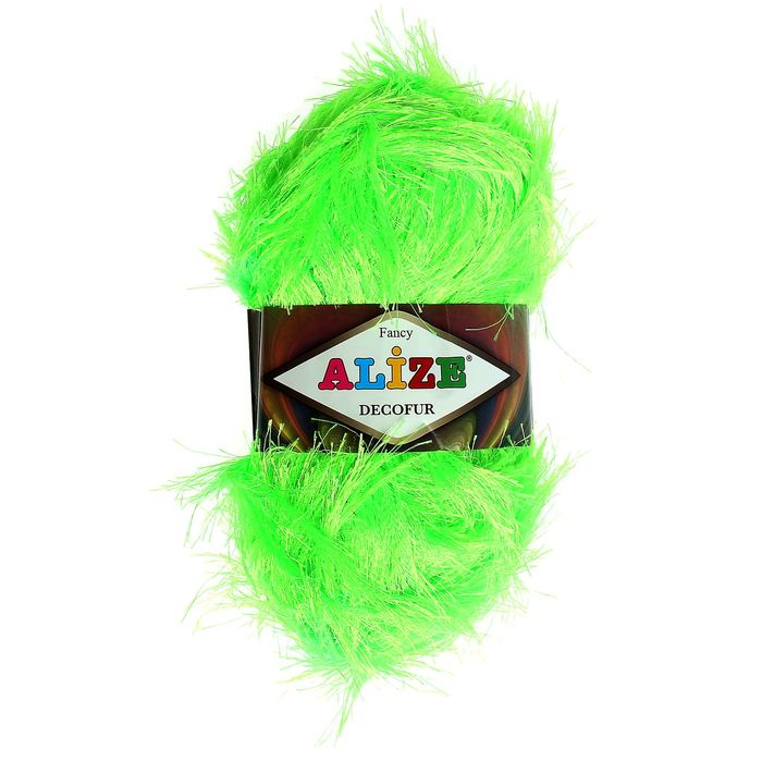 Пряжа "Decofur" 100% полиэстер 110м/100гр (551 зеленый неон)