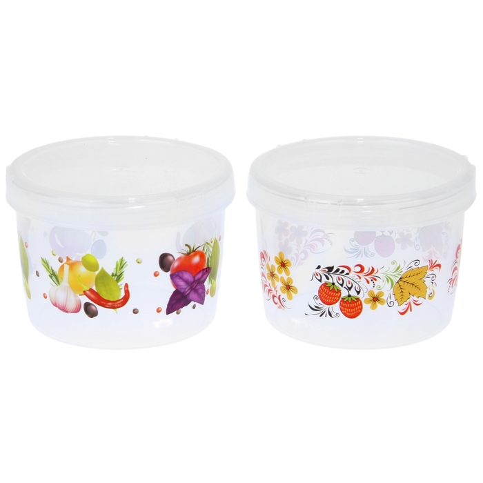 Контейнер пищевой 500 мл круглый с завинчивающейся крышкой, цвет МИКС