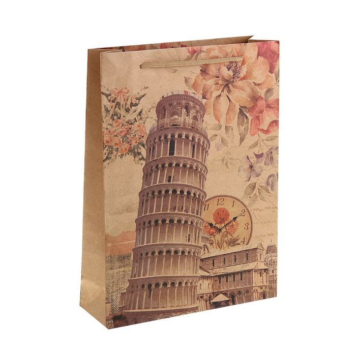 Пакет крафт "Пизанская башня", 31,5 х 10 х 42 см