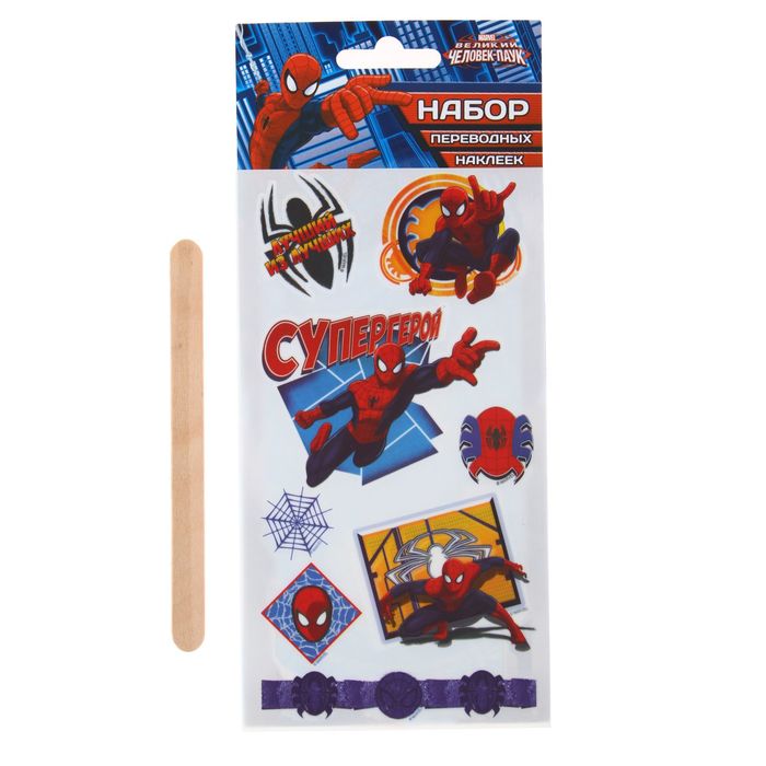 Наклейки переводные для творчества в наборе "Супер-герой": Человек Паук, 8 х15,5см