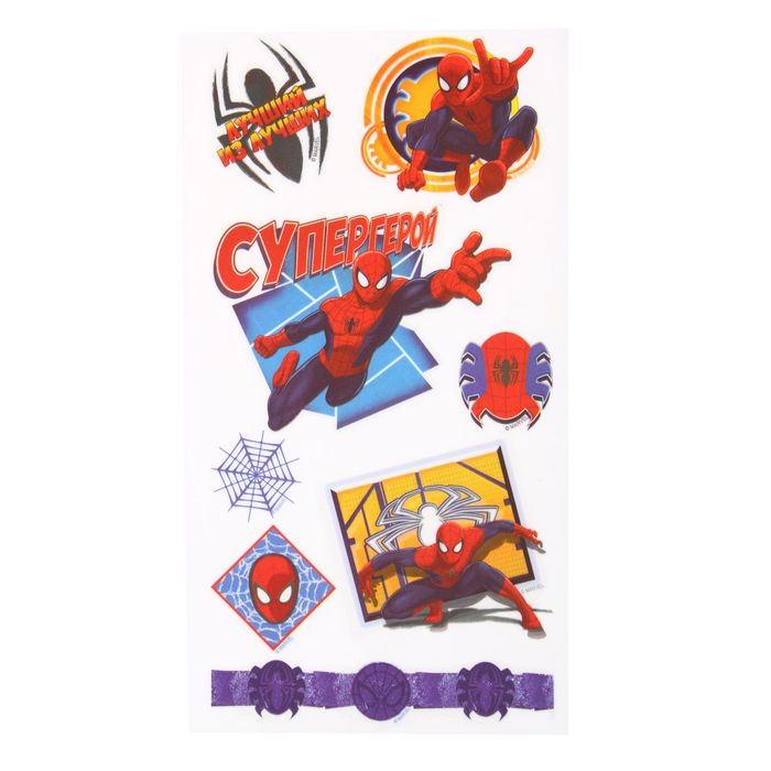 Наклейки переводные для творчества в наборе "Супер-герой": Человек Паук, 8 х15,5см
