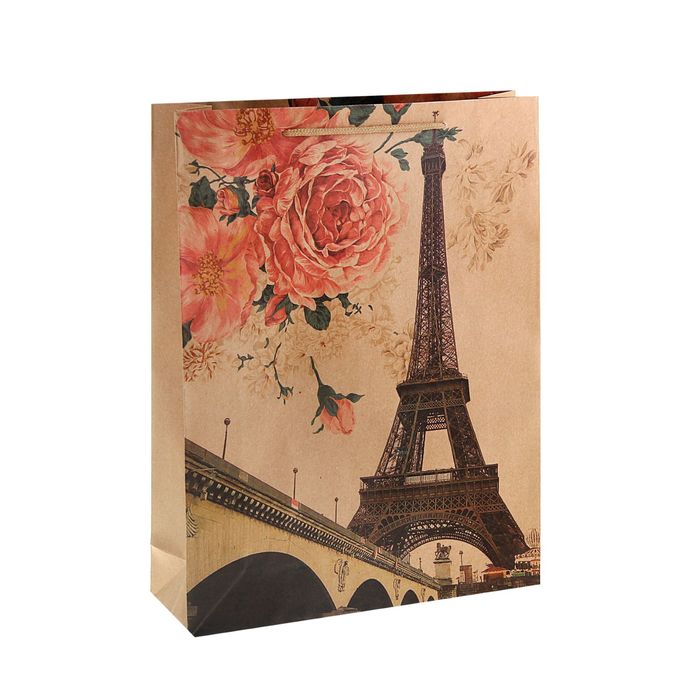 Пакет крафт "Эйфелева башня", 31,5 х 9,5 х 41,5 см