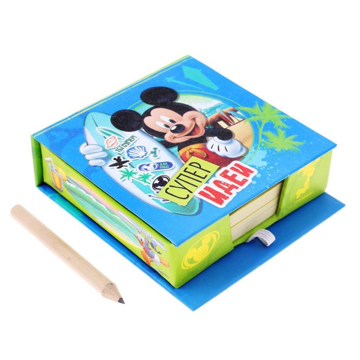 Блок бумаги для записей в футляре "Суперпланы", Микки Маус, 150 листов