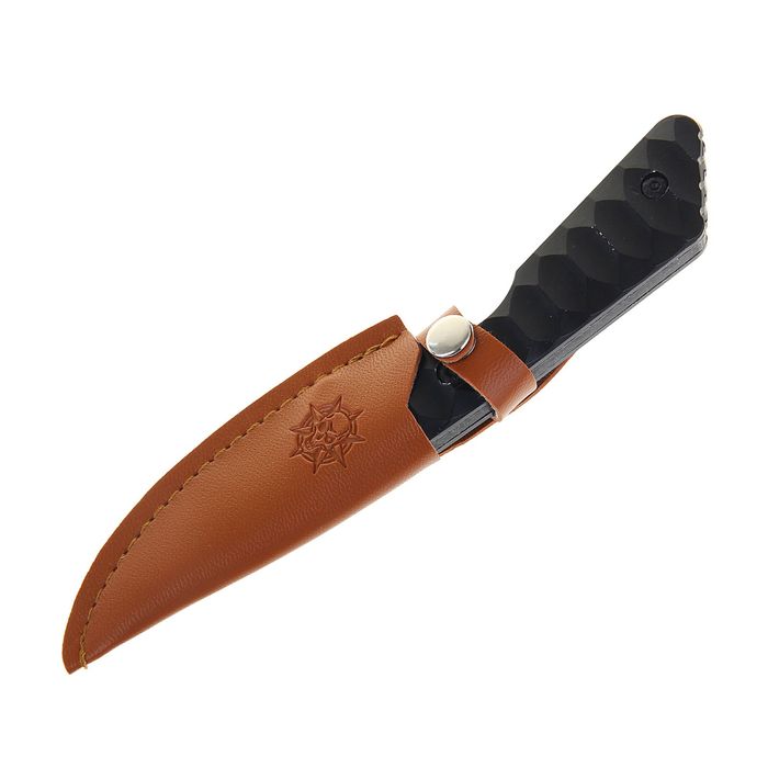 Нож нескладной, 16 см, чёрный, в чехле, рукоять с насечками