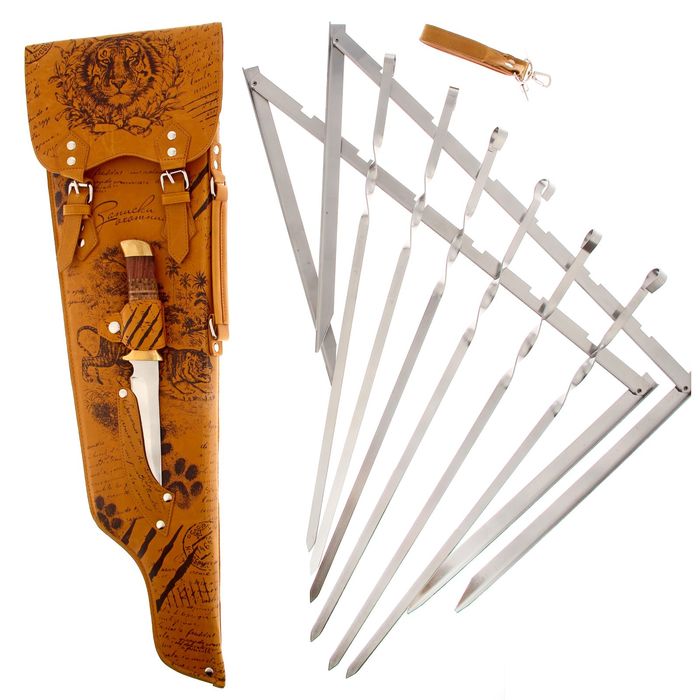 Набор для шашлыка "Записки охотника.Тигр": 6 шампуров, нож