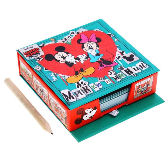 Блок бумаги для записей в футляре "Любовь", Микки Маус и друзья, 150 листов